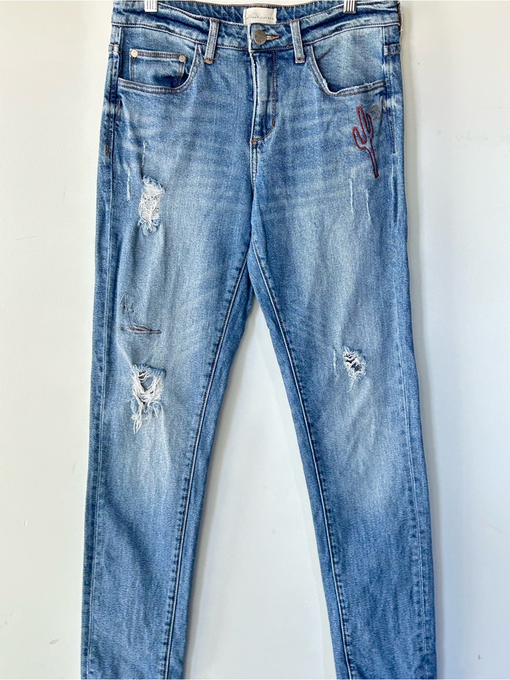 Gilded Intent Distress Mid-rise Skinny Jeans